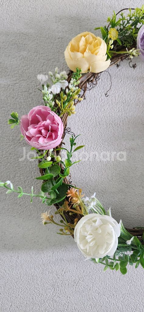 새상품)라넌큘러스 화초 조화 리스--3