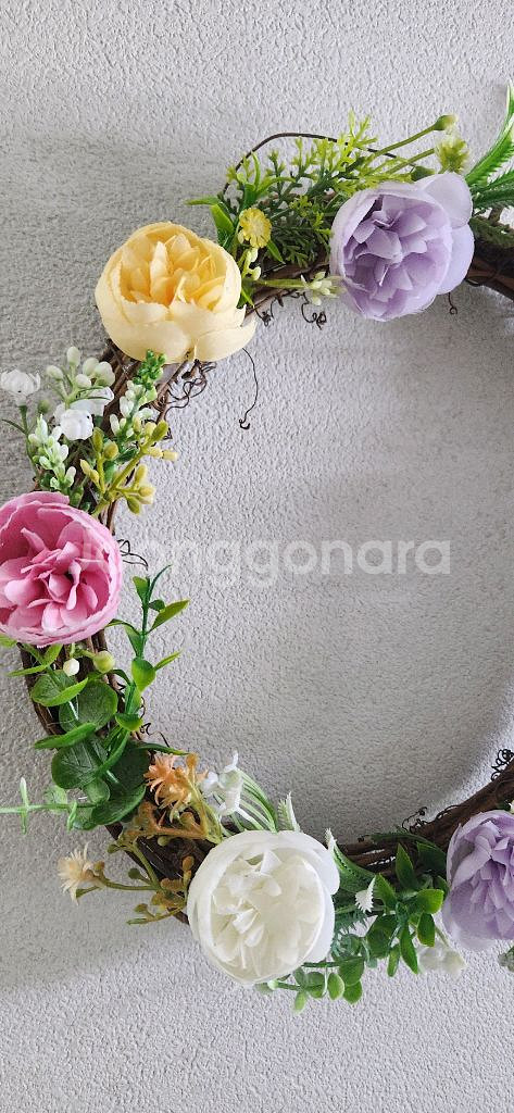 새상품)라넌큘러스 화초 조화 리스--1