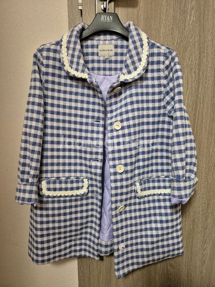 컬리수 체크 코트 130사이즈--5