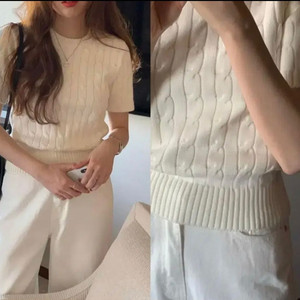 미뉴에트 else 반팔니트 아이보리 사용감적음