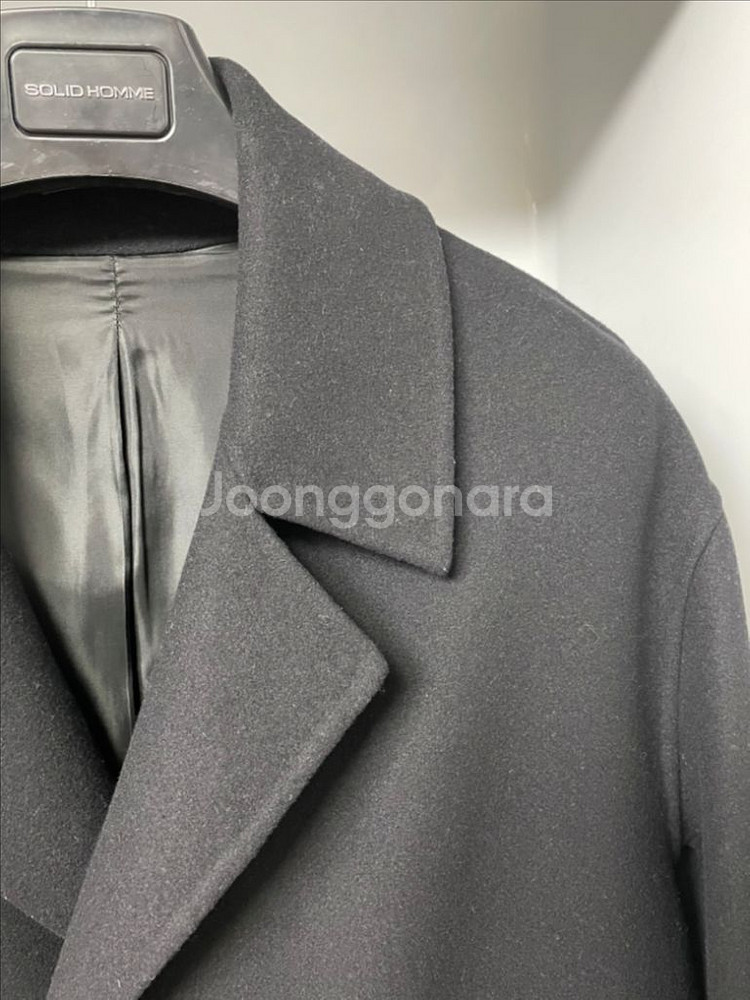 솔리드옴므 블랙 세미오버핏 핸드메이드 코트 46사이즈--2