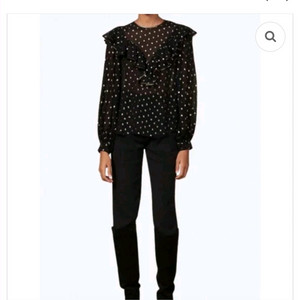 SANDRO PARIS 산드로 블랙 골드 도트 러플 블