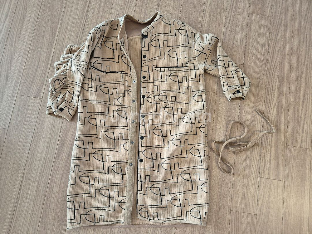 리미떼두두 러플 롱 셔츠 원피스 가디건--2