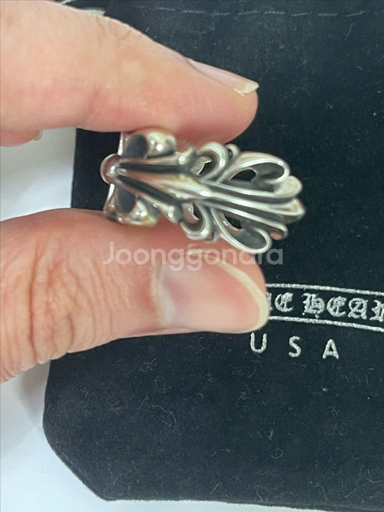 크롬하츠 반지 더블 플로랄링 25호 오픈링--1