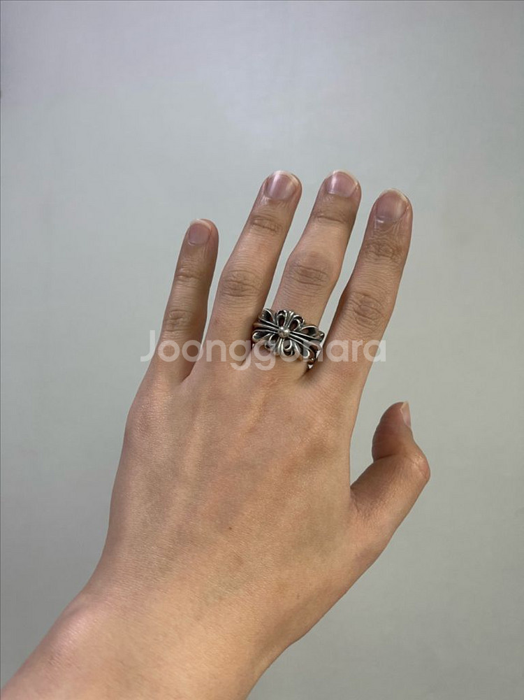 크롬하츠 반지 더블 플로랄링 25호 오픈링--3