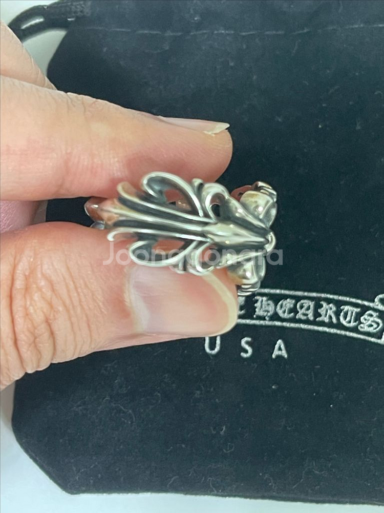 크롬하츠 반지 더블 플로랄링 25호 오픈링--2