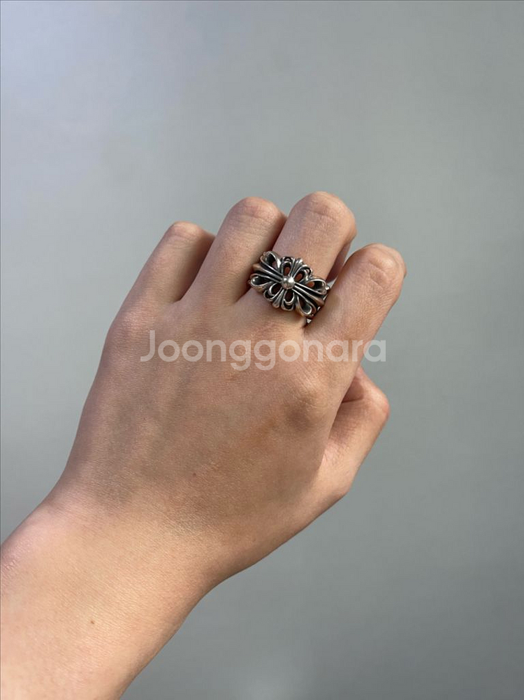 크롬하츠 반지 더블 플로랄링 25호 오픈링--4