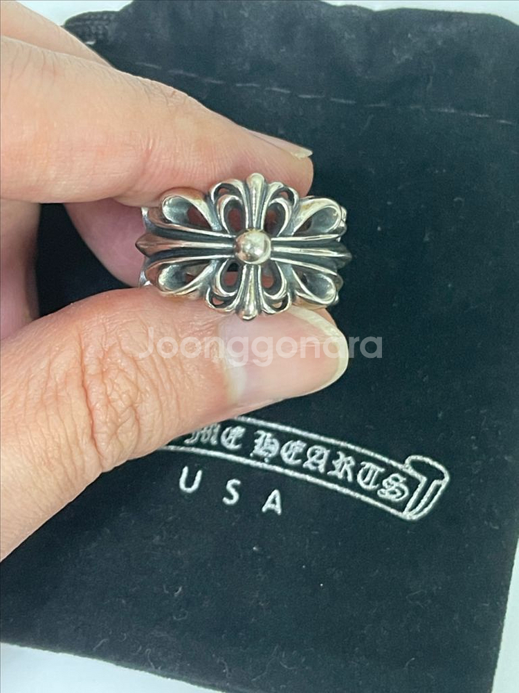 크롬하츠 반지 더블 플로랄링 25호 오픈링--0