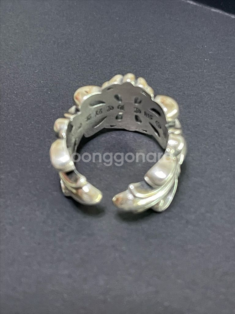 크롬하츠 반지 더블 플로랄링 25호 오픈링--9