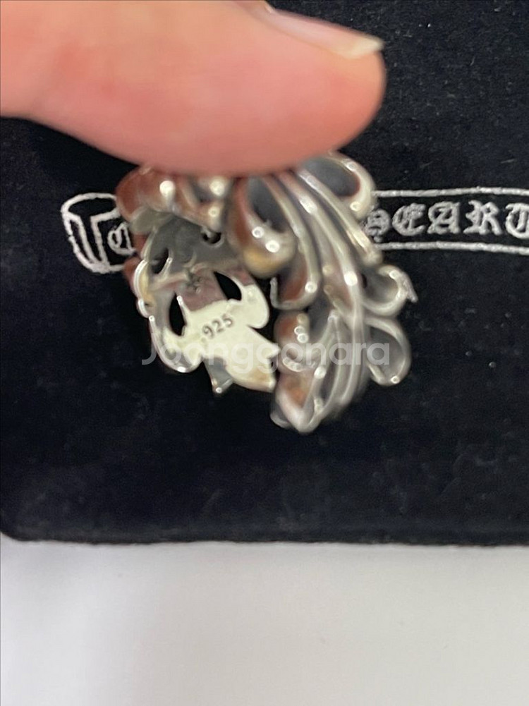 크롬하츠 반지 더블 플로랄링 25호 오픈링--8