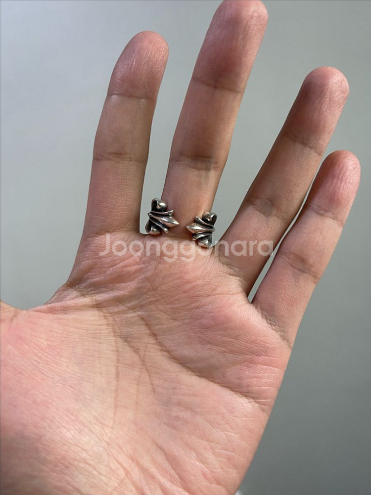 크롬하츠 반지 더블 플로랄링 25호 오픈링--5