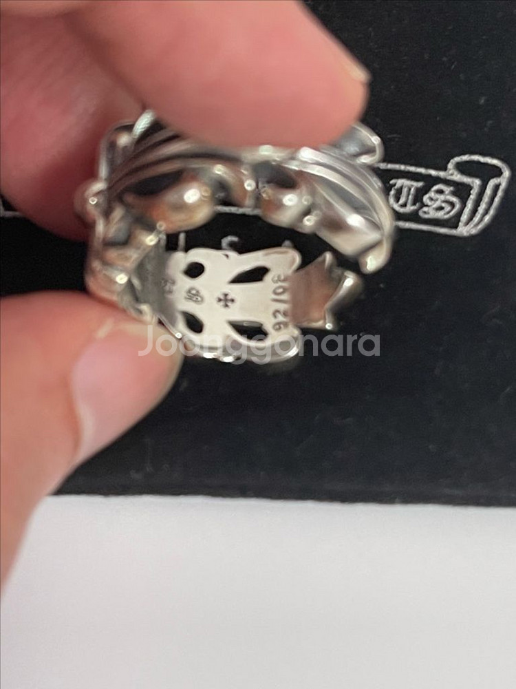 크롬하츠 반지 더블 플로랄링 25호 오픈링--6