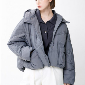 시스템 후드 구스 다운 점퍼 한섬