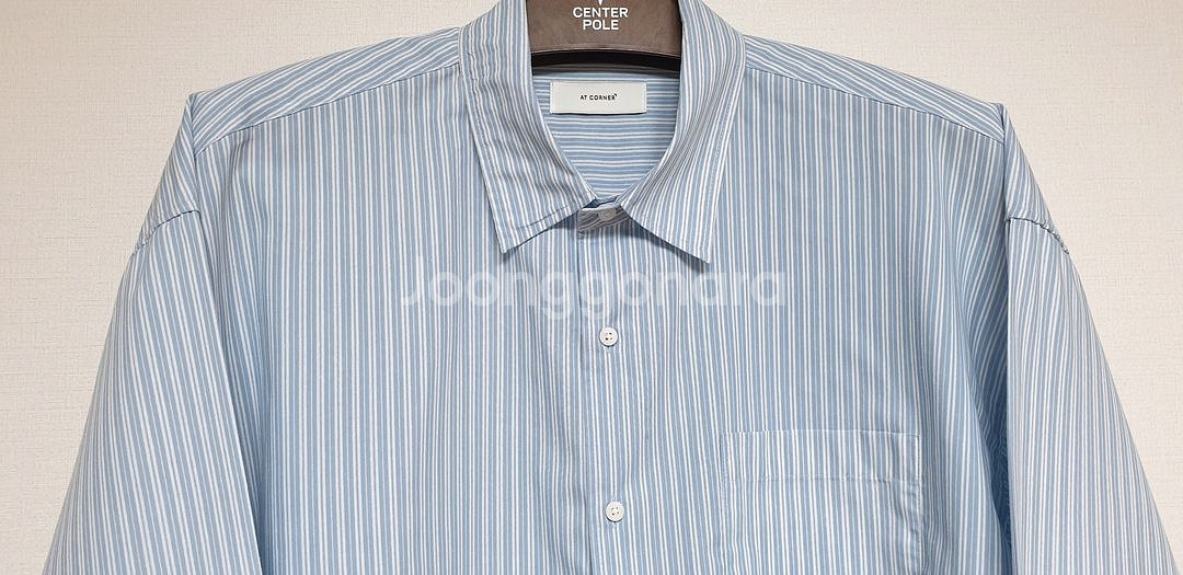 앳코너 남성 스트라이프 셔츠 F 소라색--1