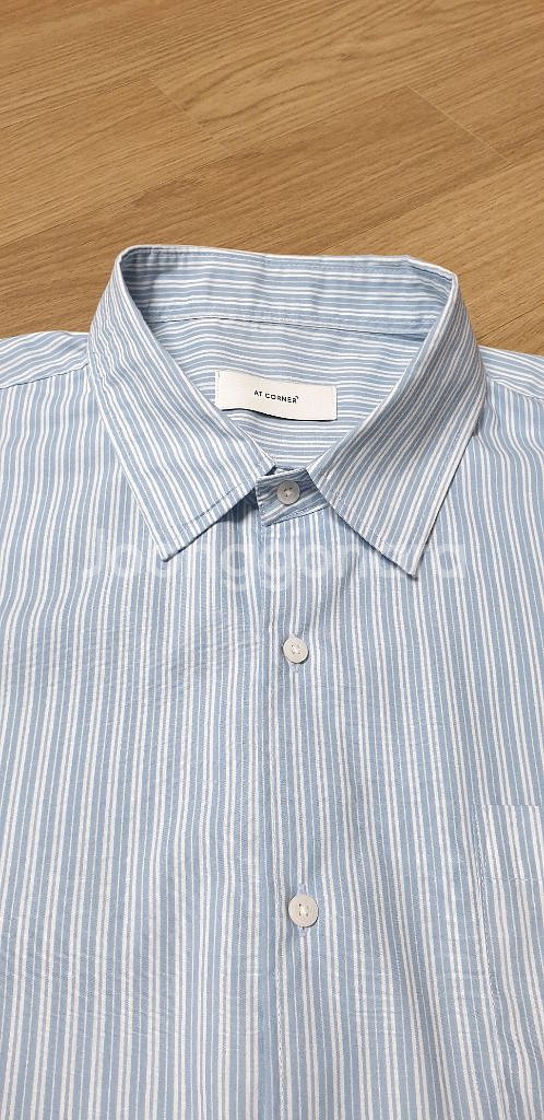 앳코너 남성 스트라이프 셔츠 F 소라색--7