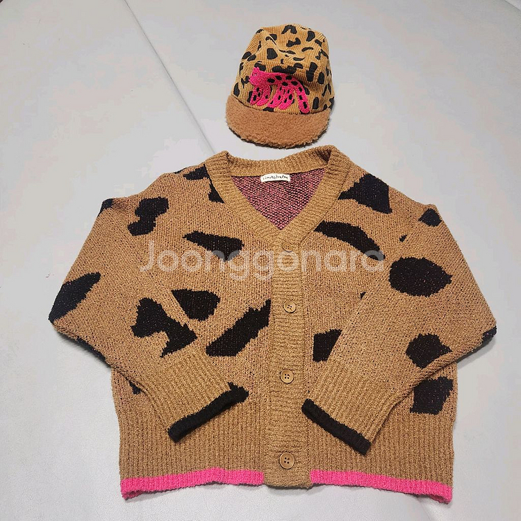 리미떼두두 레오파드 가디건 모자 세트 S사이즈--0