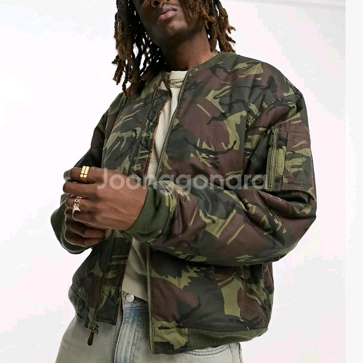 새제품XXL)나이키 우븐 MA-1 플라이트 봄버 마원 자켓 올리브 카모 오버사이즈--0