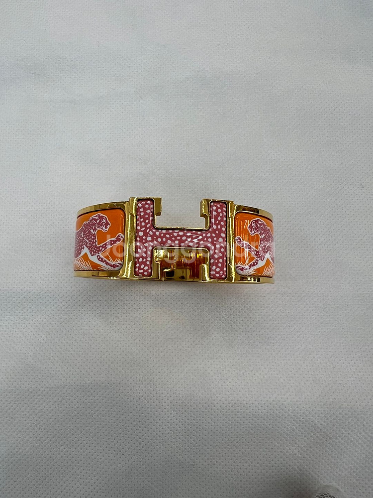 [중고명품 럭스올 울산점] 에르메스 오렌지 치타 패턴 클릭클락 H 팔찌--1