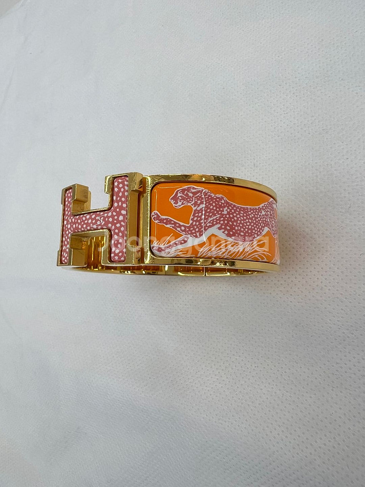 [중고명품 럭스올 울산점] 에르메스 오렌지 치타 패턴 클릭클락 H 팔찌--2