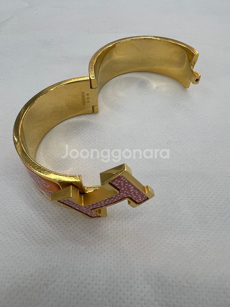 [중고명품 럭스올 울산점] 에르메스 오렌지 치타 패턴 클릭클락 H 팔찌--5