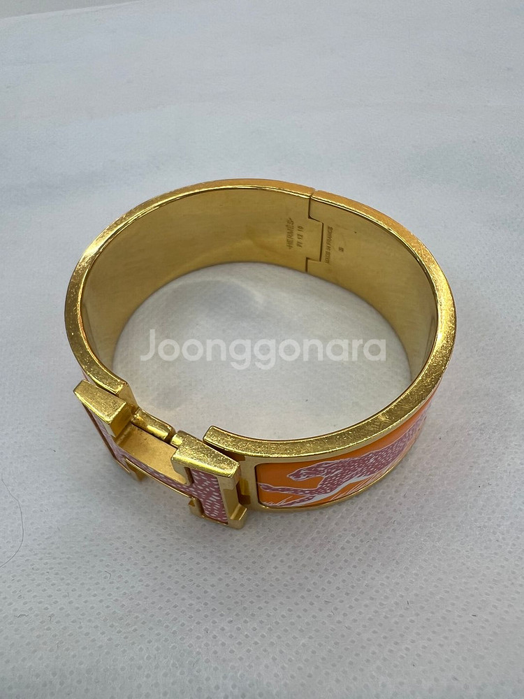 [중고명품 럭스올 울산점] 에르메스 오렌지 치타 패턴 클릭클락 H 팔찌--6