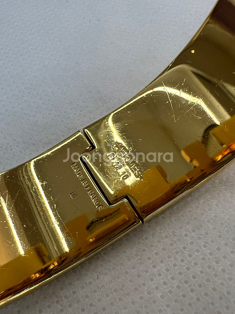 [중고명품 럭스올 울산점] 에르메스 오렌지 치타 패턴 클릭클락 H 팔찌--7