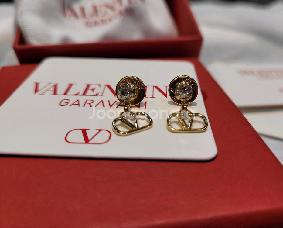 발렌티노 V로고 크리스탈 귀걸이--0