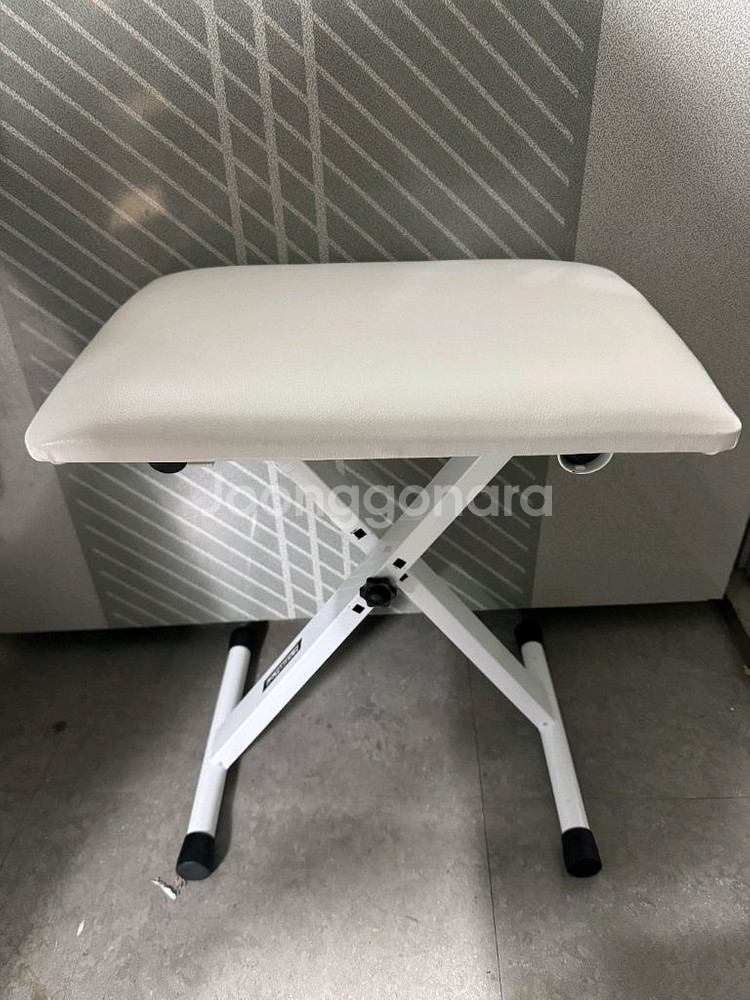 피아노의자 접이식 흰색 높이조절 마이티킹 화이트 피아노--3