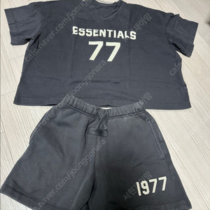 에센셜 77 반팔티+반바지 세트