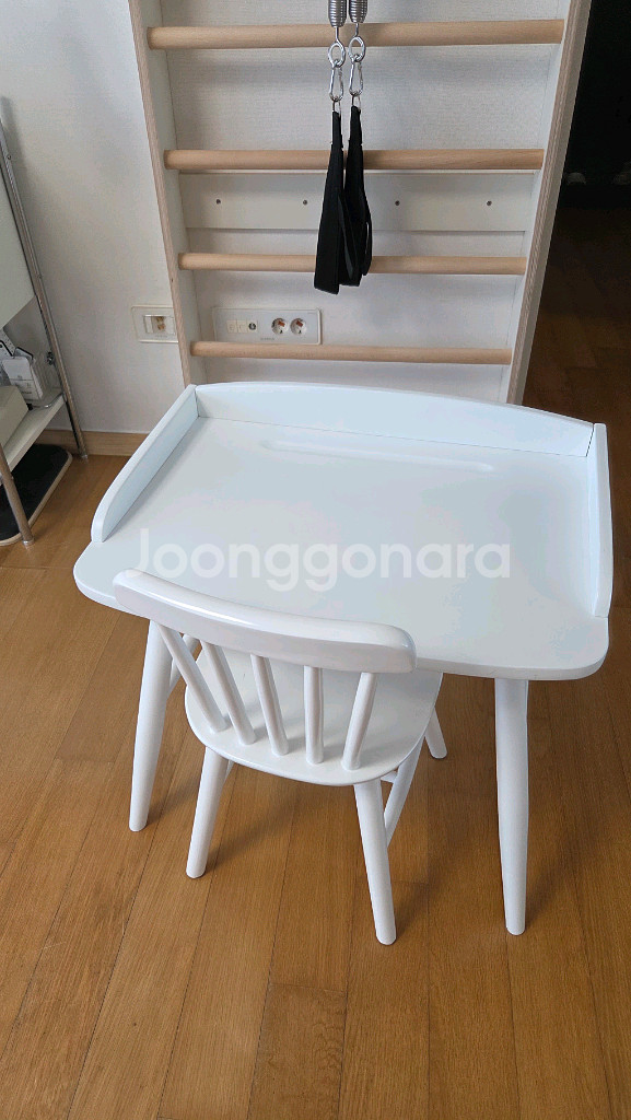 유아 미술책상 원목 책상의자 세트--5