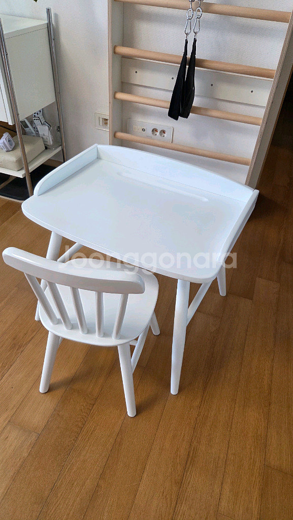 유아 미술책상 원목 책상의자 세트--4