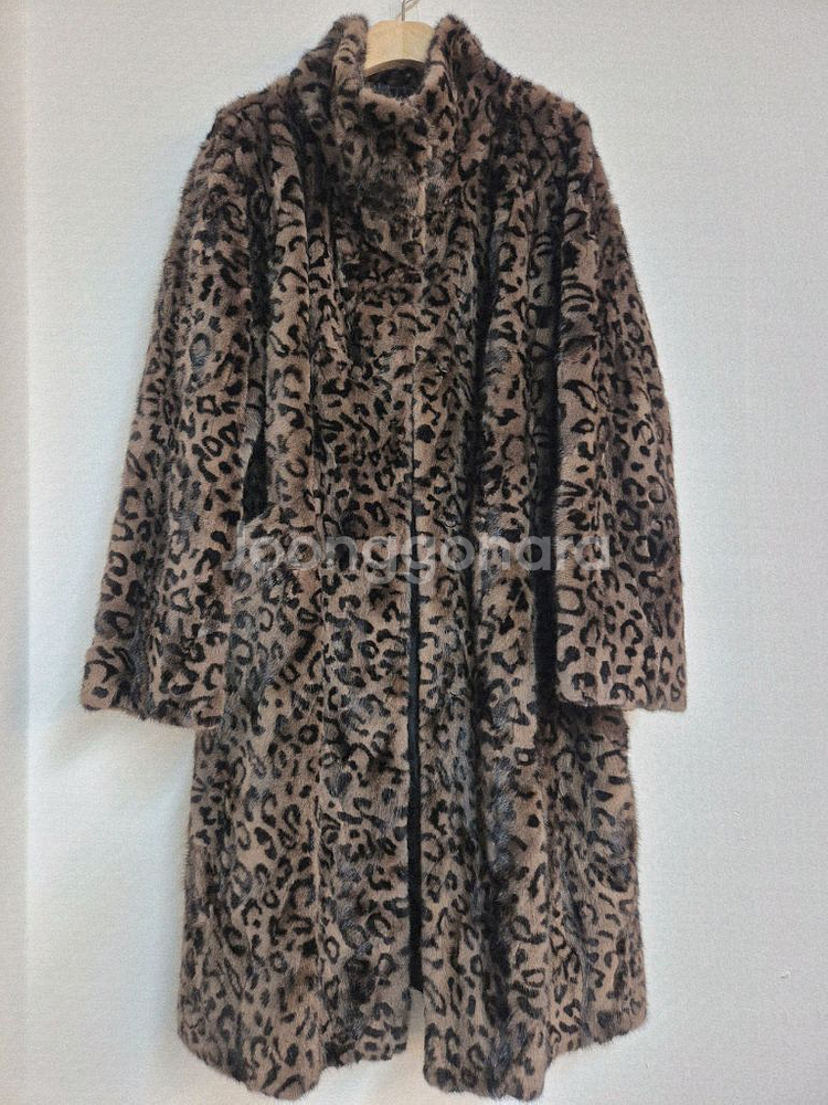 진도 레오파드 롱 밍크 코트 91-98-160--0