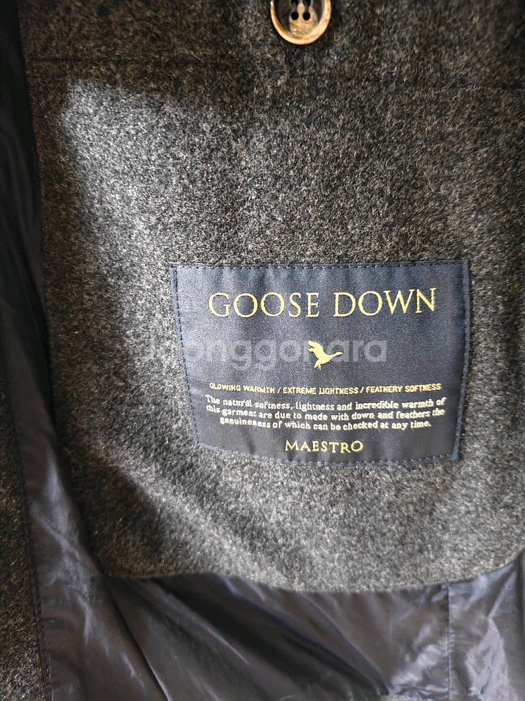 마에스트로 구스다운 캐시미어 패딩코트 95--2