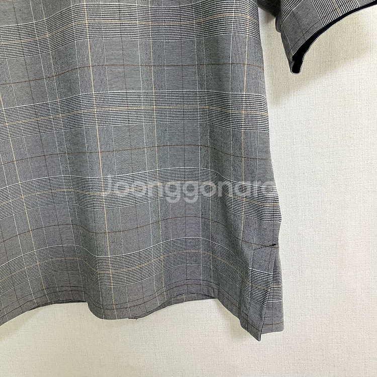 SYSTEM 그레이 체크 반팔 티셔츠 100--2