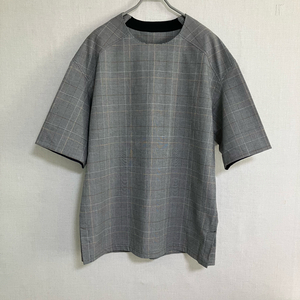 SYSTEM 그레이 체크 반팔 티셔츠 100