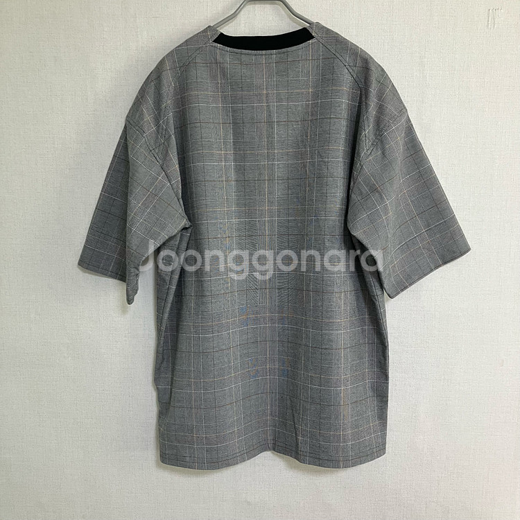 SYSTEM 그레이 체크 반팔 티셔츠 100--4