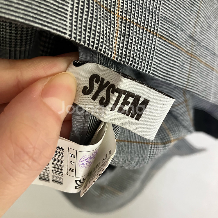 SYSTEM 그레이 체크 반팔 티셔츠 100--6