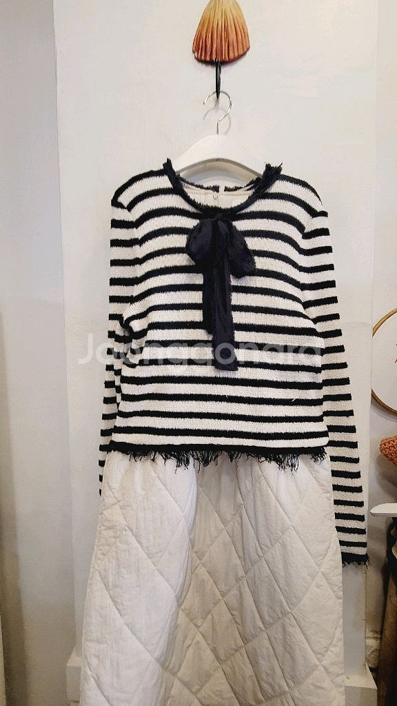 자라 스트라이프 니트 . 퀼팅 누빔 원피스--1