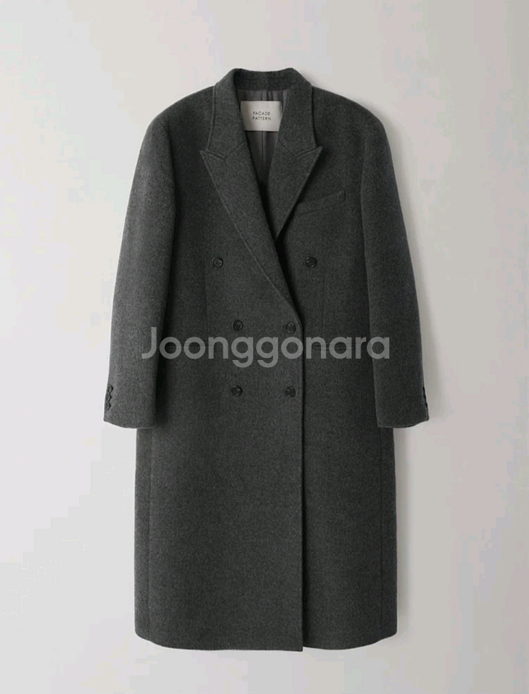 새상품)파사드패턴 캐시미어 더블코트 차콜S--1