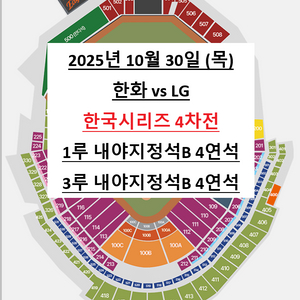 [4차전] 한국시리즈 1루 내야지정석B 4연석