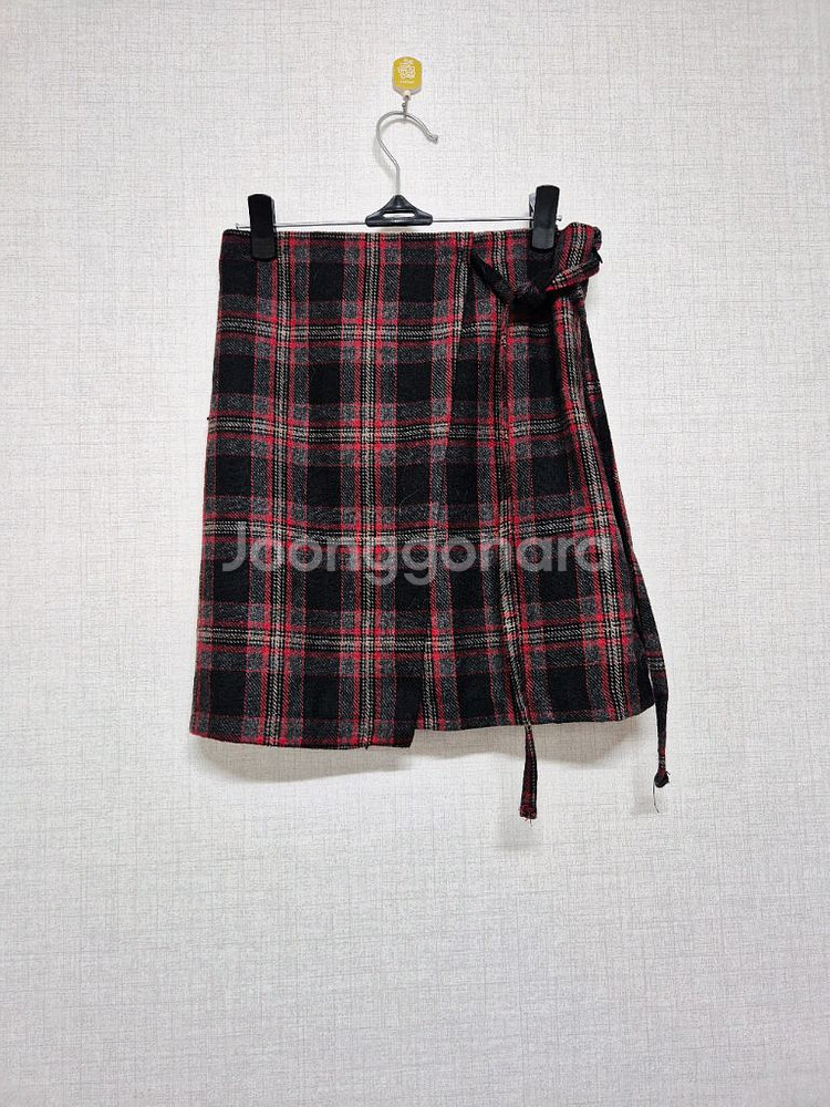 체크 랩 스커트--0