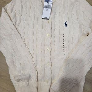 폴로 랄프로렌 코튼 케이블 니트 가디건 크림 색상 s