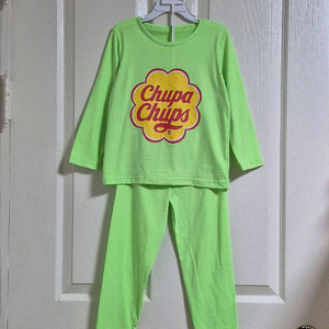 츄파춥스 형광그린 아동 긴팔+긴바지 7-8Y 실내복세트