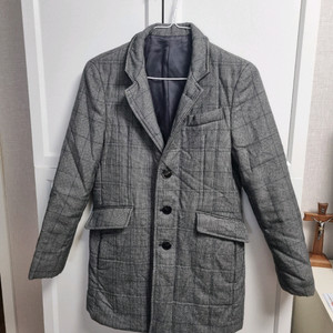 오스틴 리드 체크 패턴 누빔 울 반코트 자켓 95