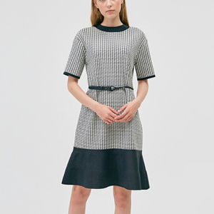 SJSJ 하운드투스 체크 니트 원피스