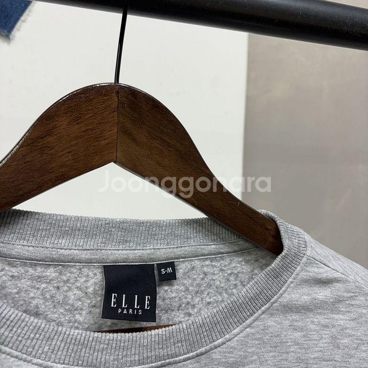 (90) 엘르 여성 캐주얼 무지 기모 맨투맨 긴팔 티--1