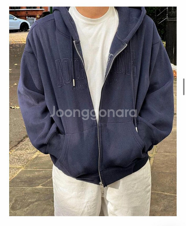 (마지막가격) 누아르나인 25fw 신상 남여공용 투웨이 후드 집업 네이비--1