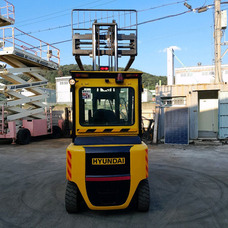 현대 3.5톤 전동지게차 양개식자동발 2단3미터 더블타이어--2