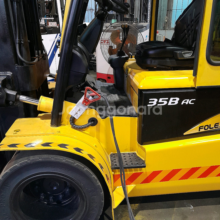 현대 3.5톤 전동지게차 양개식자동발 2단3미터 더블타이어--6