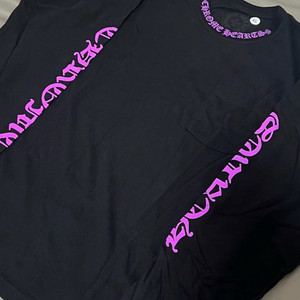 크롬하츠 퍼플 넥 레터링 롱슬리브 M